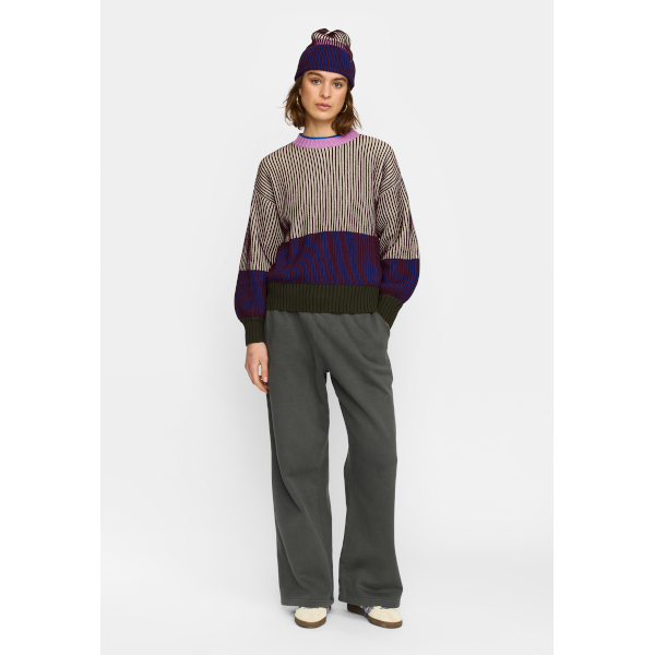 Selfhood 66110 Rib Block Knit (burgundy)