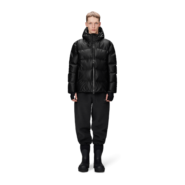 Rains Alta Puffer Jacket (black grain)