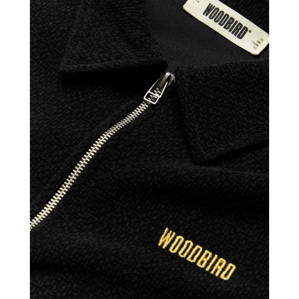Woodbird Hiro LS Jiu Zip Polo (black)