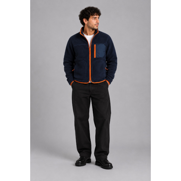 FatMoose Wood Fleece Jacket (navy/dusty orange)