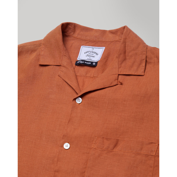 Portuguese Flannel Linen SS Shirt (terracotta)